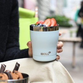 Mollcity - Vasos para niños de 9 onzas con tapas y pajitas de acero inoxidable, aislados al aspiradora, a prueba de derrames, sin BPA (azul)