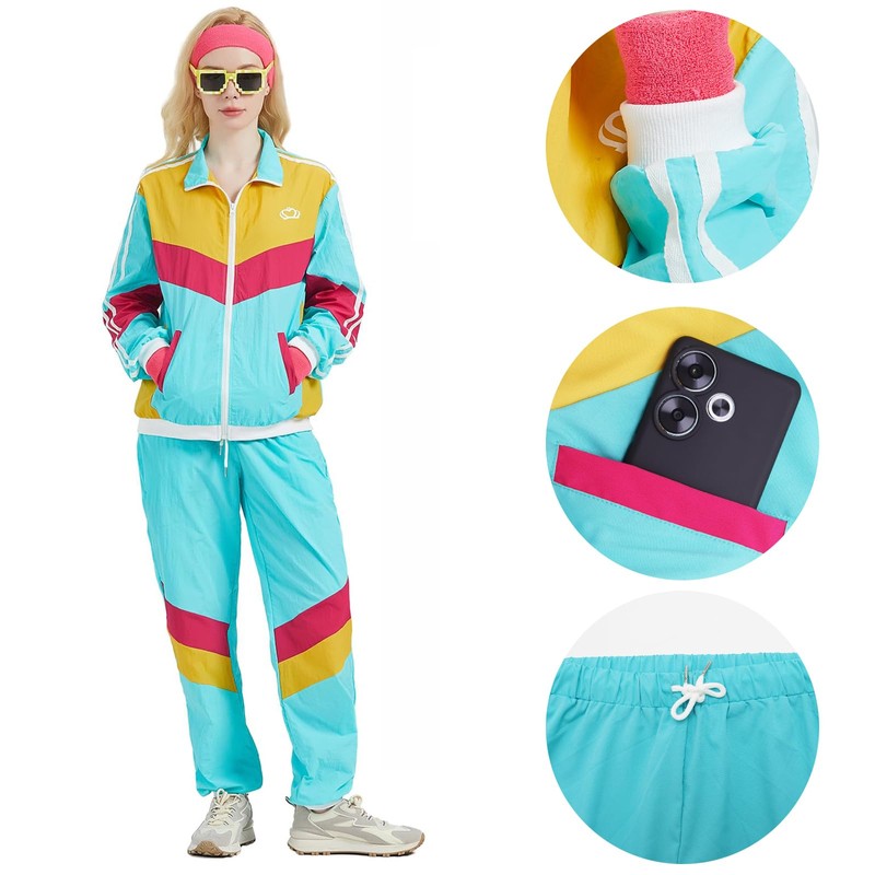 Antbutler 80s Tracksuit for Men Women Retro Windbreaker Set 80s