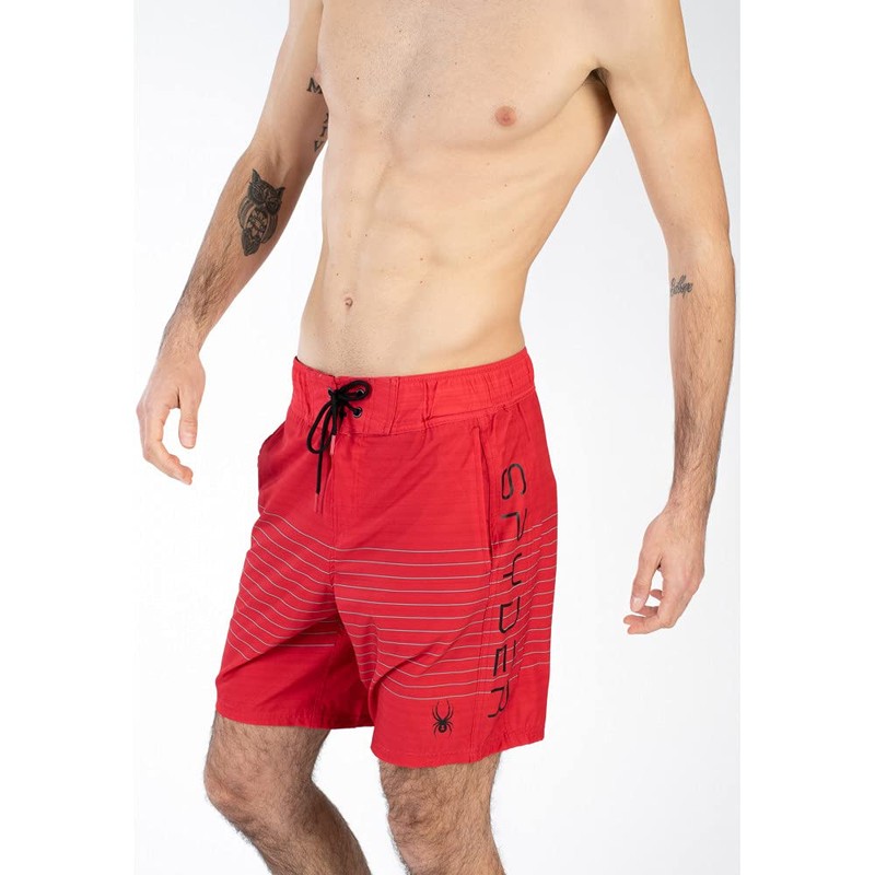 Spyder Pantalones Cortos híbridos para Hombre de 9 Pulgadas, Rojo,