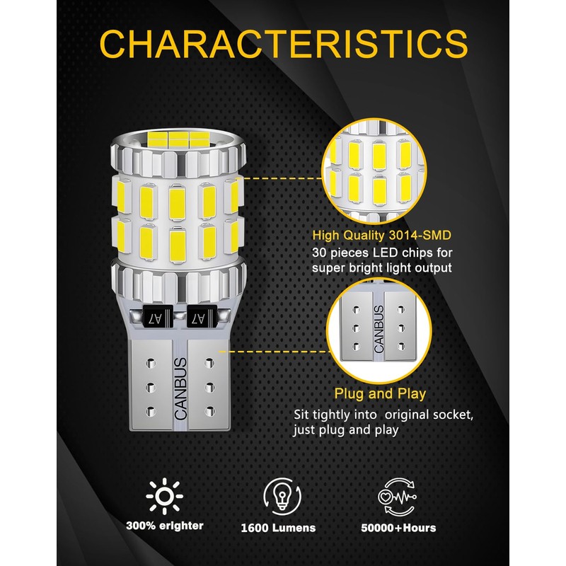 194 168 2825 T10 W5W Light Bulb,Super Bright T10 LED