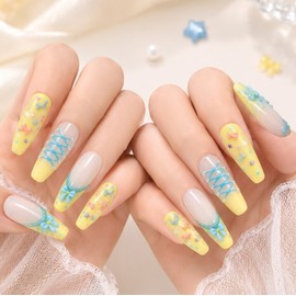 Butter Ribbon Handmade Nail Tips - Paddy A / 버터 리본 수제네일팁 - 패디A