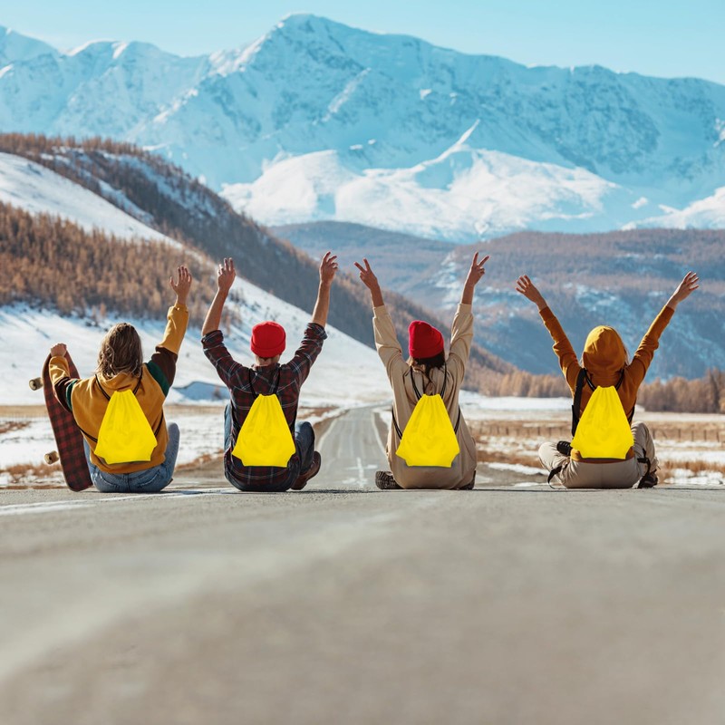 KUUQA 2 Pcs Yellow Drawstring Backpack Drawstring Bag Bulk Sports