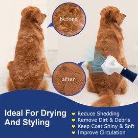 3-in-1 Pet Hair Dryer & Slicker Brush for Dogs & Cats – Portable, Quiet, Adjustable Temp, Overheat Protection Dog Hair Dryer