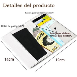 Lumbor37 Porta Pasaporte Cartera para Pasaporte RFID, Titular de Pasaporte y Visa Tarjeta de Cuero PU de Alta Calidad Retro Mapa del Mundo (Blanco)