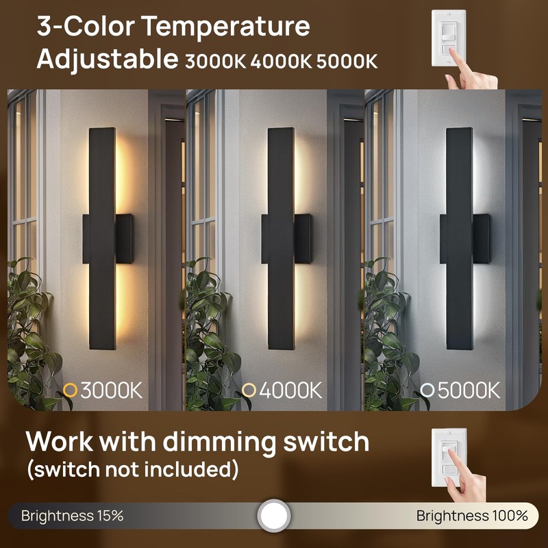 JOKAONOTL Upgraded 23.6in Black Long Modern LED Outdoor Wall Lights