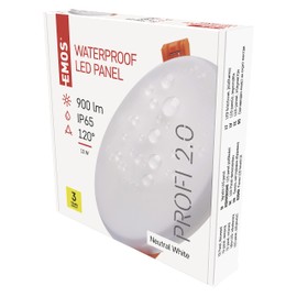 EMOS LED Panel Recessed Light 10 W, Extra Flat 900 lm Round Recessed Spotlight, Neutral White 4000 K, IP65 Waterproof for Wet Rooms or Outdoors, Colour White, Diameter 12.5 cm, Frameless