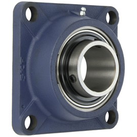SKF FY 55 TF Ball Bearing Flange Unit, 4 Bolts, Setscrew Locking, Regreasable, Contact and Flinger Seal, Cast Iron, Metric, 55mm Bore, 130mm Bolt Hole Spacing Width