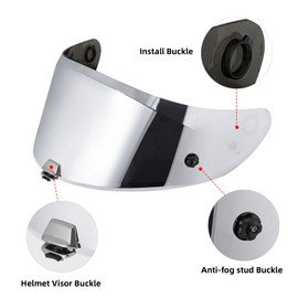 MXJ Gear Helmet Visor, Motorcycle Helmet Visor, Motorcycle Wind Protection Helmet Lens Visor Full Face for HJ-26/RPHA 70/RPHA 11 (Silver)