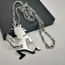 Big 2.5in Tall Juggalo Juggalette Necklace Hatchetman Charms Necklace for Mens Jewelry with Chain Hatchet Man hip hop Pendant merch silver Jewelry Women, Men,