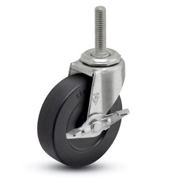 Shepherd Regent Series 2-1/2" Diameter Hard Rubber Wheel Swivel Caster, 3/8" Diameter x 3/4" Length UNC16 Threaded Stem, 95 lbs Capacity, Zinc Finish