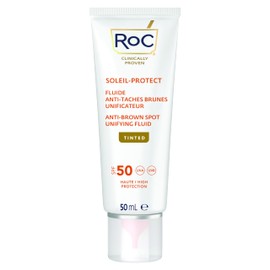 RoC Sun Cream Soleil-Protect, Anti-Brown Spot Tinted Unifying Fluid SPF 50 | Moisturiser for Face with Vitamin C | 50 ml