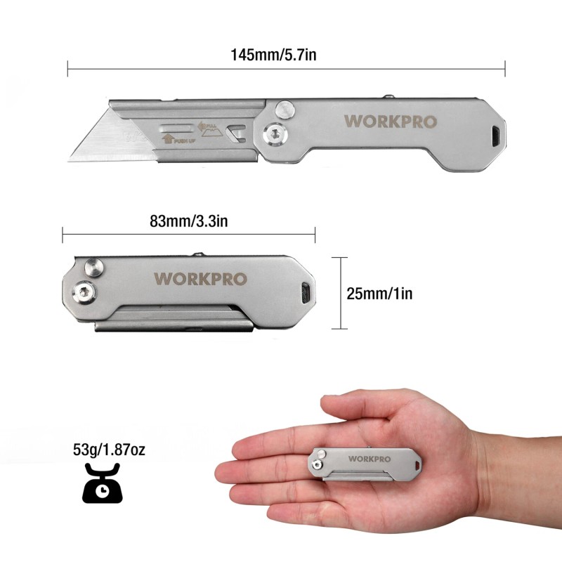WORKPRO EDC Folding Utility Knife Mini Box Cutter with Quick