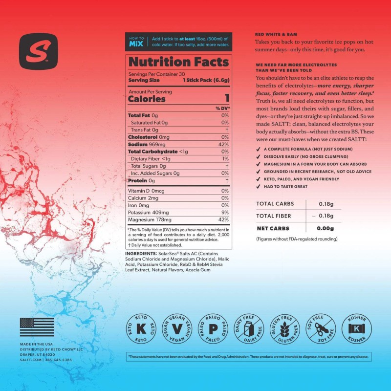 SALTT Electrolyte Drink Mix - Red White & Bam -