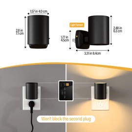 Night Lights Plug into Wall: ETL Night Light Plug in - LED Dimmable Night Light Dusk to Dawn Light Sensor, Soft Warm 2700K, Adjustable Brightness, Wall Lights for Bedroom, Hallway, Stairs - 2 Pack