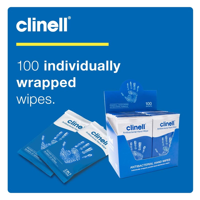 Clinell Antibacterial Hand Wipes Moisturising Antibacterial Wipes with Aloe Vera,