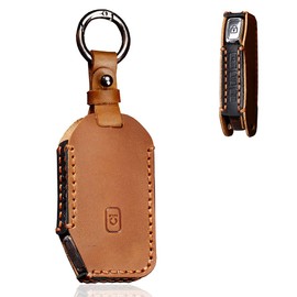 SANRILY Key Fob Cover Case for Kia Stinger Seltos Telluride K5 Keyless Keychain Holder Premium Leather Key Protector Shell Brown