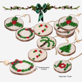 12pcs Christmas Ornaments - Handmade Sea Glass Wooden Christmas Tree Decorations, Coastal Christmas Decorations,Wooden Ornaments for Crafts