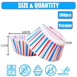 100p Small Red Blue White Paper Cupcake Cases King Charles Coronation Decorations Baking Cups,Cupcake Cases for Baking,Mini Muffin Wrappers Cases Muffin Cup,Baking Case for Coronation Party Decoration