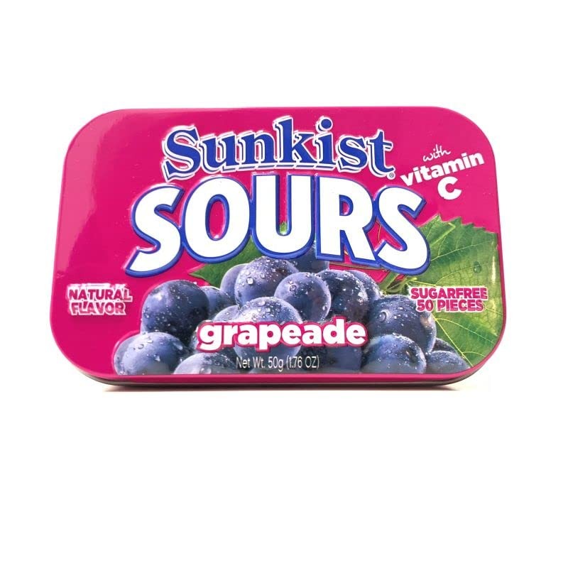 Sunkist Sours Grapeade, Vitamin C, Sugar Free Sour Candy, 1.76