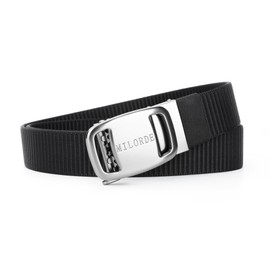 Milorde Men's Ratchet Nylon Web, 35MM, Tactical Work Belt with Automatic Buckle Quick Release, Full Adjustable (Tank-Black,120cm)