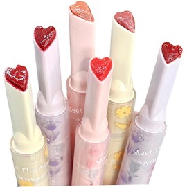 Brillo de labios 6 unids/set lápiz labial de gelatina en forma corazón brillo labios hidratante nutritivo 6 colores larga duración antiadherente brillante bálsamo labial maquillaje para m.