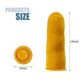 100 Pcs Disposable Finger Cots, Large Latex Finger Protectors for Clean and Dry Protection, Rubber Fingers Tips Tips for Beauty and Electronic Repair (Large Yellow)