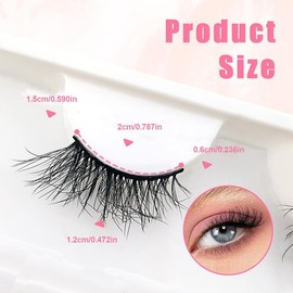 Half Eye Fluffy False Eyelashes, 7 Pairs Wispy Cat Eye Faux Cluster Lashes, Natural Curling Eye Makeup Strip Lashes for Women & Girls Eye Extensions