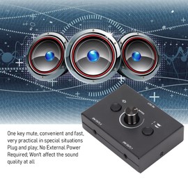 Conmutador de Audio de 3,5 Mm, 2 Entradas 1 Salida / 1 Entrada 2 Salidas Conmutador Divisor de Audio con Botón de Silencio de una Tecla, Selector Manual de Auriculares Caja de Distribución Caja de con
