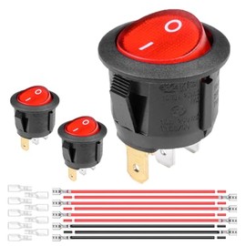 3-Pack UL Listed Rocker Toggle Switch with Wire and Red Light, ON/Off SPST 3Pin Heavy Duty 10A Illuminated Lighted Boat Switches for Home Auto Car Marine Boat, RK2-13, Red
