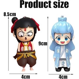 2 PCS Nezha Keychain Set – Animated Movie Character Keyrings, Bag Charms & Handbag Accessories – Collectible Gifts for Fans & Daily Decoration