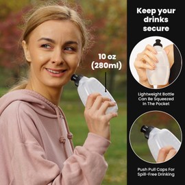 Runtasty 10 oz BPA-Free Water Bottles – 2-Pack Replacement Winner’s Hydration Belt, Push-Pull Caps, Spill-Proof Design, Fully Compatible with Most Hydration Belts for Running, Hiking & Cycling