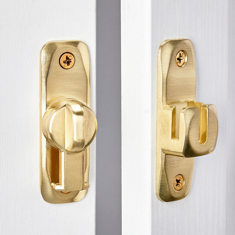 INIRET Barn Door Latches,Gold 90/180 Degree Gate Lock,Zinc Alloy Right