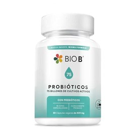 BIO B | Probióticos 75 billones UFC + prebióticos | 30 cápsulas veganas
