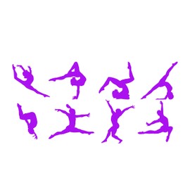 Gymnastics Poses Sticker Pack - Cute Stickers - Gymnastics Gifts for Girls - Water Bottle Stickers- Car Sticker - Laptop Stickers - Stickers for Party Bags (Purple, 28cm x 14cm Sheet)