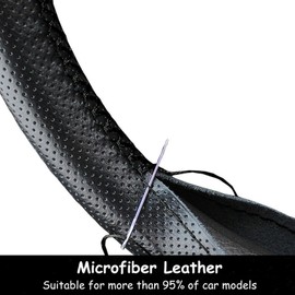 Yolistar Lenkradbezüge(Schwarz),Auto Lenkrad Schutzhülle,Autozubehör,Enkradbezüge aus Weichem Faserleder,Lenkradschoner Universal,Lenkradschutz rutschfest, Atmungsaktive,Größe 37-39cm