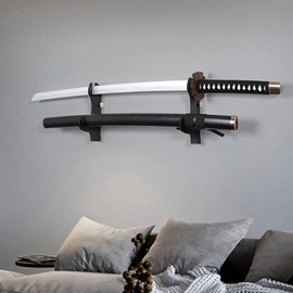 BYTOTU Katana Wall Mount - Black Plexiglass Sword Stand - Samurai Sword Holder