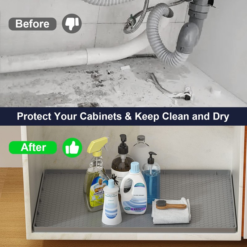 Under Sink Mat - 37" x 22" Waterproof Kitchen Cabinet