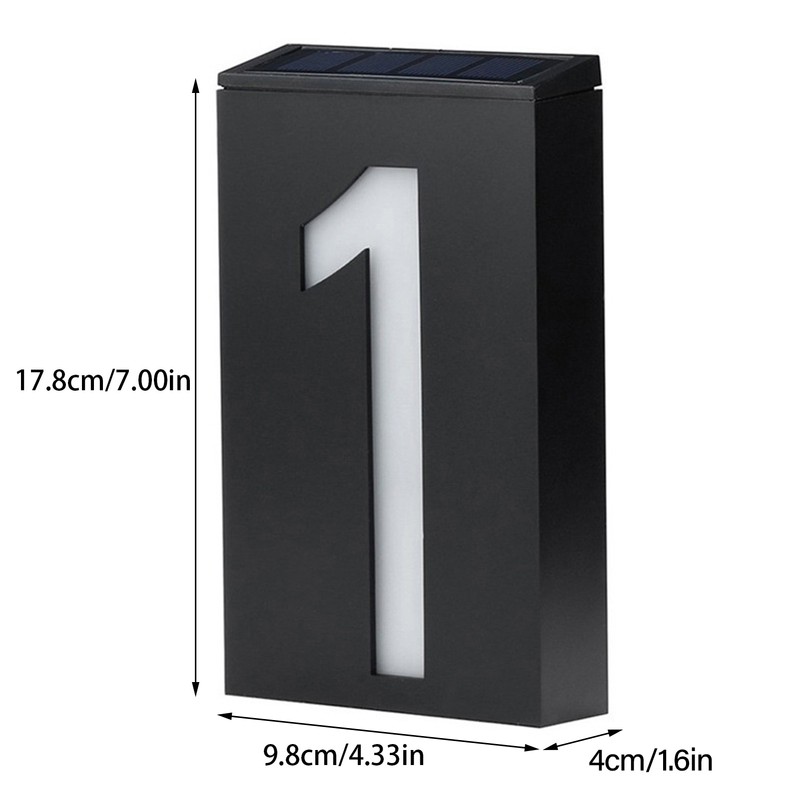 Solar House Number Solar Powered 1000mAh Rechargeable LED Illuminated Address