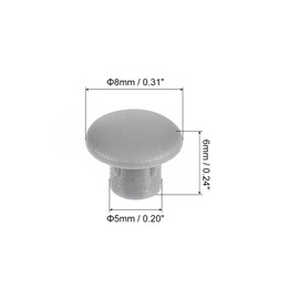 QUARKZMAN 600 Pieces Screw Hole Covers 5mm (3/16") Diameter Plastic Snap-in Shelf Knob Flat Cap for Furniture Cabinet Cupboard Light Grey