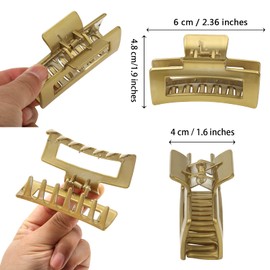 Claw Hair Jaw Clips Barrettes - 3 Pcs No Slip Claw Clip Hair Clamp Grips for Women Girls Jaw Clips Clamp Barrettes (Plastic(Hot Gold+Silver White+Elegant Gold))