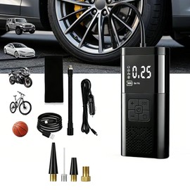 BRMUEIX Cordless Tire Inflator Portable Air Compressor,6000mAh 150PSI Rechargeable Air Pump for Car Tires with Digital Gauge LED Light & Auto Shut-Off - Electric Air Pump for Motorcycle Bicycle Ball