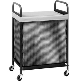 STORAGE MANIAC Rolling Laundry Hamper with Wheels 1-Section Laundry Sorter Rolling Laundrys Basket on Wheels with Removable Bag Clothes Hamper Laundrys Organizer Cart Bathroom Bedroom 90L Grey