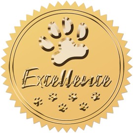 CRASPIRE Dog Paw Print Gold Foil Embossed Certificates Stickers 2" Self Adhesive Excellence Envelopes Seals Round Labels for Award Wedding Invitation Graduation Corporate Diplomas Gift Wrapping Decor