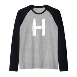 Creative Bold White Letter H - Design - Alphabet - Marker Raglan Baseball Tee