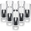 Sunnychicc 8 Pcs Groomsman Tuxedo Shot Glasses Heavy Base Shot