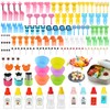 Kit 120 Piezas Palillos para Lunch Niños,Incluir 10 Mini Botellas,101
