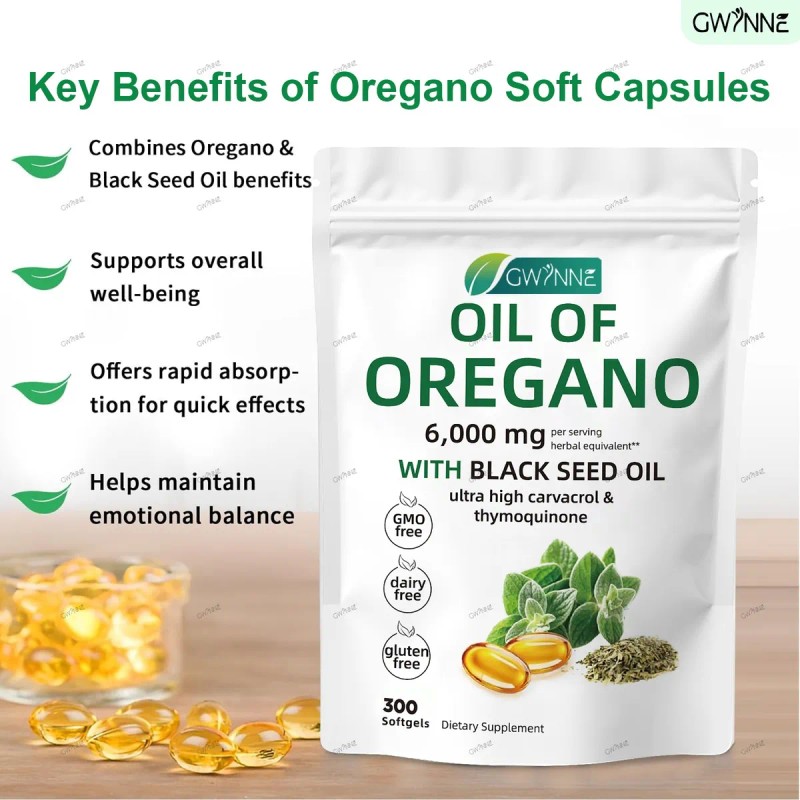 Oil Of Oregano Blandas 6000mg Por Dosis 300 Cpsulas Sin