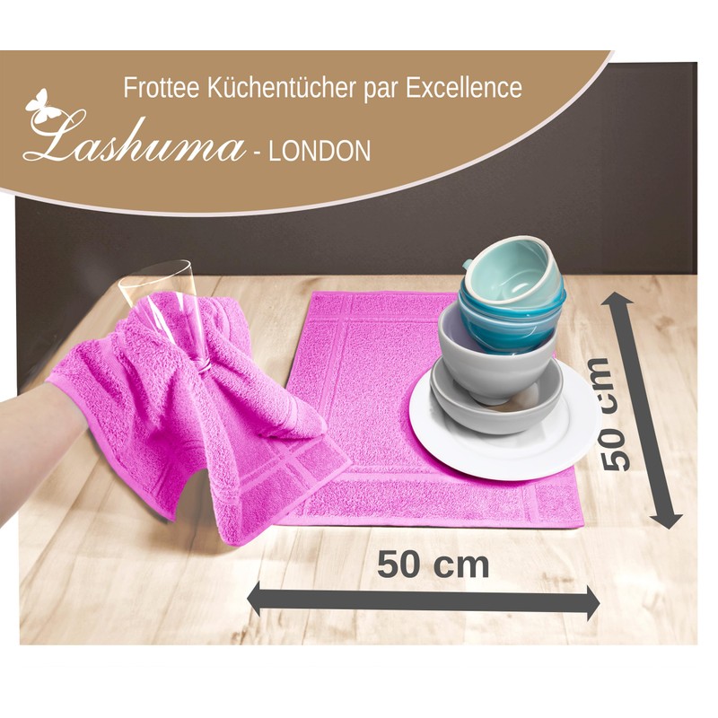 Lashuma Tea Towels Pink Lotus London 4 x Kitchen Drying