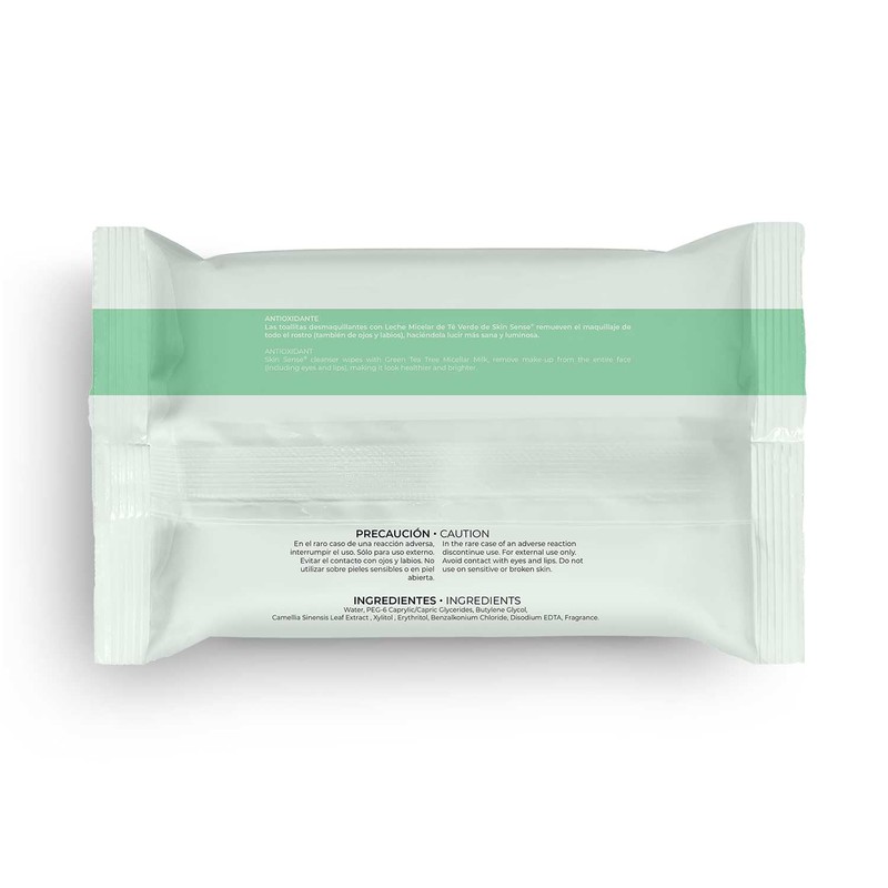 Skin Sense Toallitas Faciales Biodegradables (25 piezas) – Té Verde