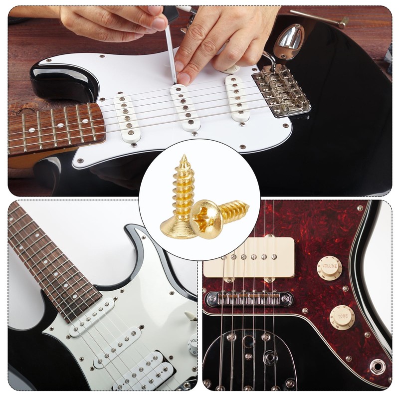 sourcing map 60pcs 3MM Electric Guitar Bass Pickguard Screws Scratch